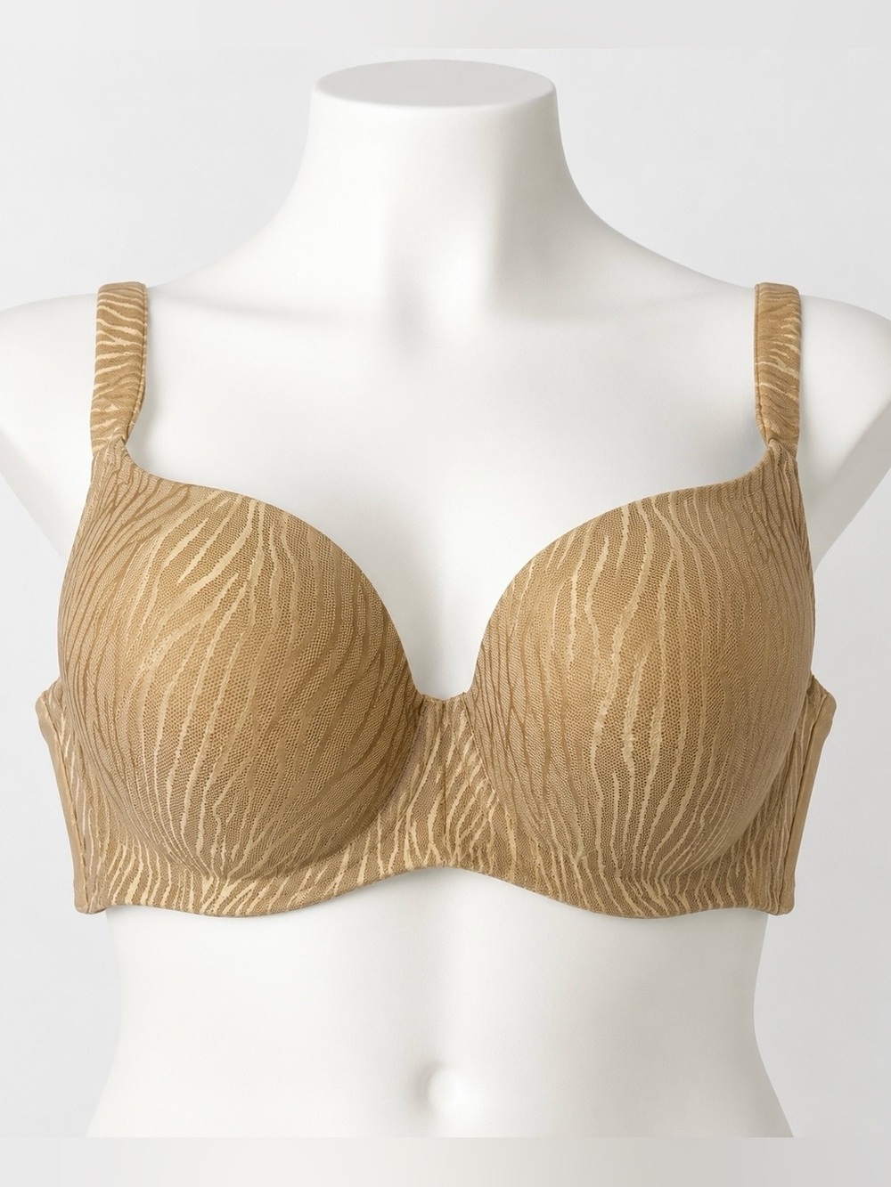 Ambrielle Bra 36 DDD Zebra Beige Underwire Balcconette Lined 93677 Tan  T-shirt